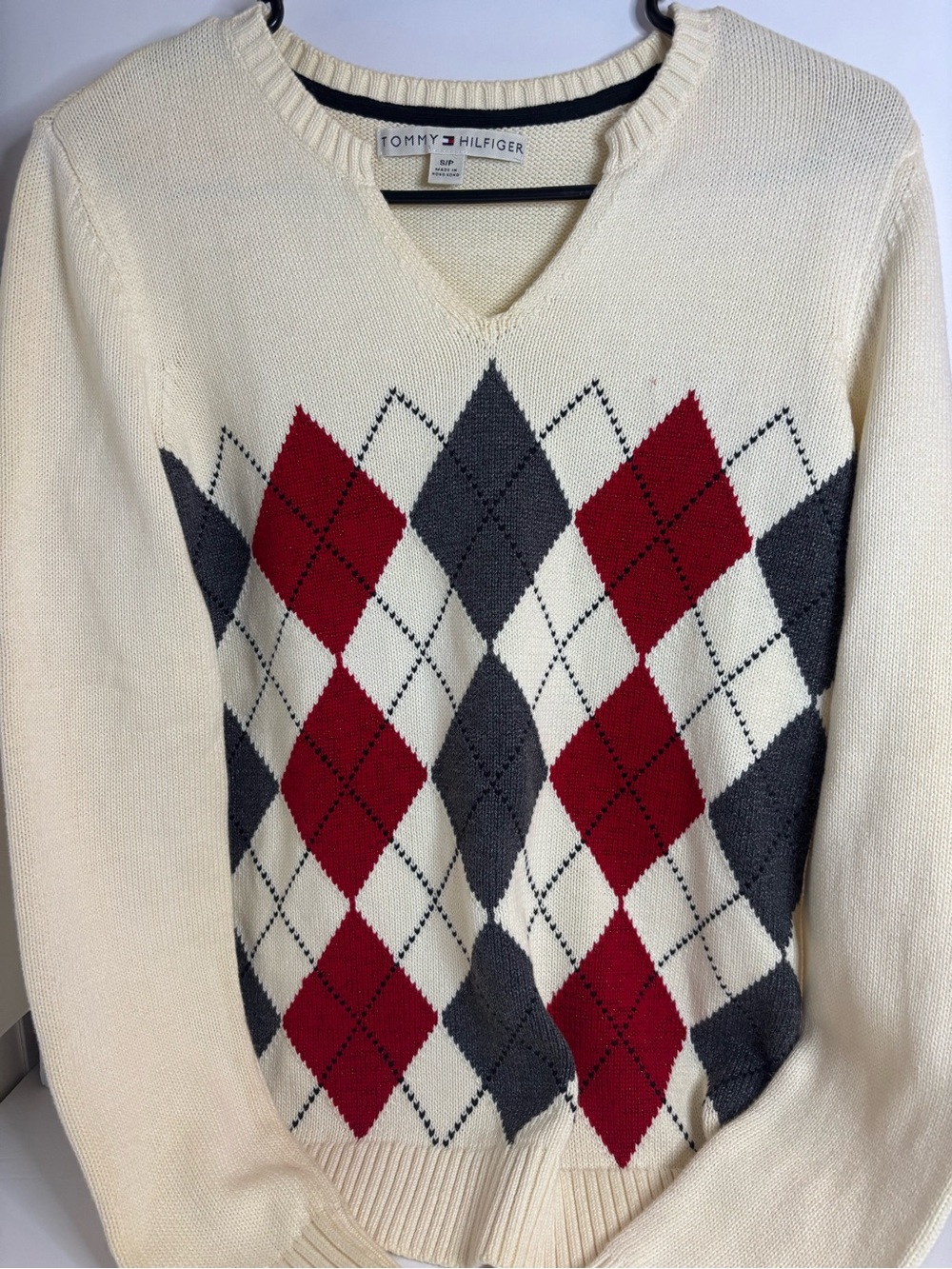 Tommy Hilfiger Cream V-Neck Sweater